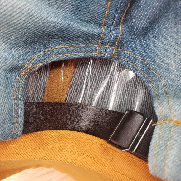 Halloween Crystal Bling Skull Distressed Light Wash Denim Ball Cap - Picture 4 of 4